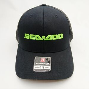 Sea-Doo Black and Neon Green Lettering Trucker Hat